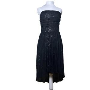 Express Sleeveless  Sheer chiffon Sequin prom Dress Asymmetrical Hem  Goth Sz 12